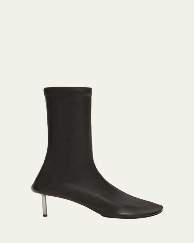 Leather Sock Stiletto Booties